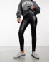 Vero Moda leather look leggings in black Черный, XXS - EU 32 - фото #2