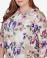 Фото #5 товара Plus Size Charm School Embellished Keyhole Floral Textured Top