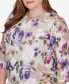 Plus Size Charm School Embellished Keyhole Floral Textured Top