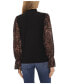 Фото #2 товара Women's Sheer Printed Long-Sleeve Mock Neck Top