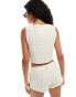 Lioness boucle button through cropped top co-ord in cream