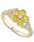 ფოტო #1 პროდუქტის Yellow Sapphire (3/4 ct. t.w.) & Diamond (1/6 ct. t.w.) Flower Ring in 10k Gold