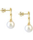 ფოტო #4 პროდუქტის EFFY® Cultured Freshwater Pearl (10mm) Chain Link Drop Earrings in 14k Gold