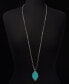 Фото #3 товара Style & Co oval Stone Double Chain Pendant Necklace, 38" + 3" extender, Created for Macy's