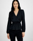 Фото #1 товара Women's Long-Sleeve Peplum Top, Created for Macy's