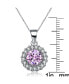 Sterling Silver Cubic Zirconia and Light Purple Glass Round Necklace