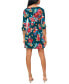 ფოტო #2 პროდუქტის Petite Floral-Print 3/4-Sleeve Shift Dress