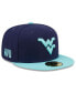 Фото #1 товара Men's Navy, Light Blue West Virginia Mountaineers 59FIFTY Fitted Hat
