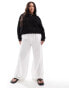 In The Style Plus linen mix wide leg drawstring trousers in white