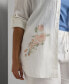 Plus Size Linen Floral Roll-Tab Shirt