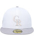 ფოტო #3 პროდუქტის Men's White, Gray Colorado Rockies 2007 World Series Side Patch Undervisor 59FIFTY Fitted Hat