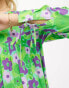 Фото #3 товара Native Youth cloud cut-out midaxi smock dress in green and purple floral