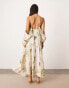 ASOS EDITION chiffon draped shoulder backless maxi dress in large floral print