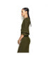 Women's Asymmetrical Olive Cable Knit Butterfly Sleeve Sweater Dress