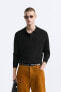 Merino wool blend knit polo shirt