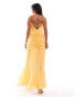 ASOS DESIGN Petite ruched front high low frill maxi dress in yellow