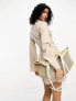 Фото #2 товара Vila linen touch wrap front mini dress in beige