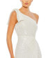 Фото #3 товара Women's Pearl Embellished Soft Tie One Shoulder Gown