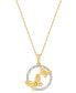 ფოტო #1 პროდუქტის Diamond Butterfly Open Circle Pendant Necklace (1/10 ct. t.w.) in 14k Gold-Plated Sterling Silver, 16" + 2" extender