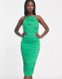 Фото #8 товара AX Paris ruched cami square neck midi dress in green
