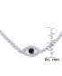 ფოტო #2 პროდუქტის Black Diamond Accent Evil Eye Adjustable Bolo Bracelet in Silver Plate