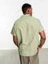 Фото #4 товара ASOS DESIGN relaxed deep revere linen mix shirt in khaki