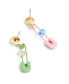 Faux Stone Signature Safety Pin Mismatched Drop Earrings