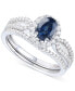Фото #1 товара Кольцо Macy's Sapphire & Diamond Bridal Set in 14k White Gold