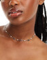 ASOS DESIGN short necklace with faux pearl and star detail in silver tone