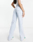 Фото #4 товара COLLUSION x008 distressed waistband Y2K flare jeans in light blue