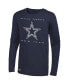 ფოტო #3 პროდუქტის Men's Navy Dallas Cowboys Side Drill Long Sleeve T-shirt