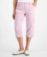 Фото #2 товара Petite Mid Rise Bungee-Hem Capri Pants, Created for Macy's