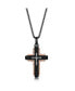 ფოტო #1 პროდუქტის Mens Stainless Steel Black & Rose Gold CZ Cross Necklace