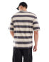 ADPT oversized t-shirt in washed beige stripe