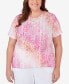 Plus Size Paradise Island Ombre Medallion Top with Lace Detail