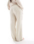 ONLY Curve high waist trouser in beige & brown stripe Бежевый, 52 - фото #5