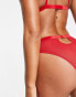 Фото #4 товара ASOS DESIGN Viv lace and mesh high waisted brazilian brief with velvet trim in red