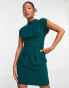 Фото #2 товара Closet London Petite belted tie waist mini dress in emerald