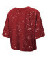 ფოტო #2 პროდუქტის Women's Red Distressed Atlanta Falcons Bleach Splatter Notch Neck Crop T-shirt