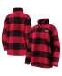 Women's Black, Red Minnesota Wild Plaid Sherpa Quarter-Zip Jacket