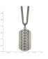 Фото #2 товара Chisel brushed with Black CZ Dog Tag on a Curb Chain Necklace