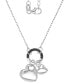ფოტო #1 პროდუქტის Black Spinel Double Heart & Ring Pendant Necklace (1/5 ct. t.w.) in Sterling Silver, 16" + 2" extender