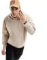 ASOS DESIGN oversized hoodie in beige with nylon detail хумус, L - фото #2