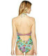 Trina Turk Women's 187534 Aqua Botanical Plunge One Piece Swimsuit Size 4
