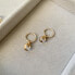Round gold-plated earrings with quartz 2in1