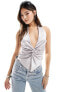 Фото #1 товара ASOS DESIGN satin deep plunge twist cami top in light grey