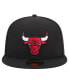 Men's Black Chicago Bulls Court Sport Leather Applique 59fifty Fitted Hat