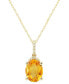 ფოტო #1 პროდუქტის Citrine (1-5/8 ct. t.w.) & Diamond (1/20 ct. t.w.) Oval 18" Pendant Necklace in 14k Gold