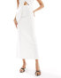 4th & Reckless linen look maxi seam detail skirt co-ord in white