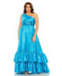 ფოტო #1 პროდუქტის Women's Plus Size One Shoulder Asymmetrical Ruffle Hem Gown